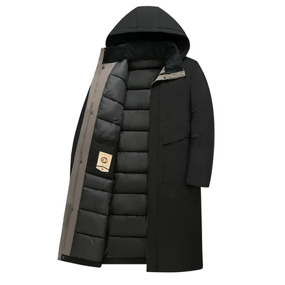 Men's Hooded Padded Long Coat for Warmth and Style for Daily Use