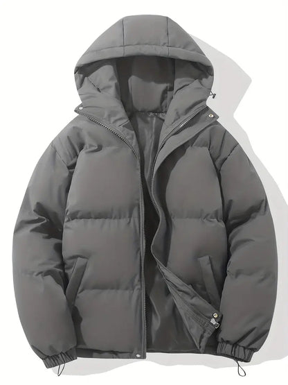Men's Multi-Color Quilted Hooded Puffer Jacket for Fall and Winter Dark Gray