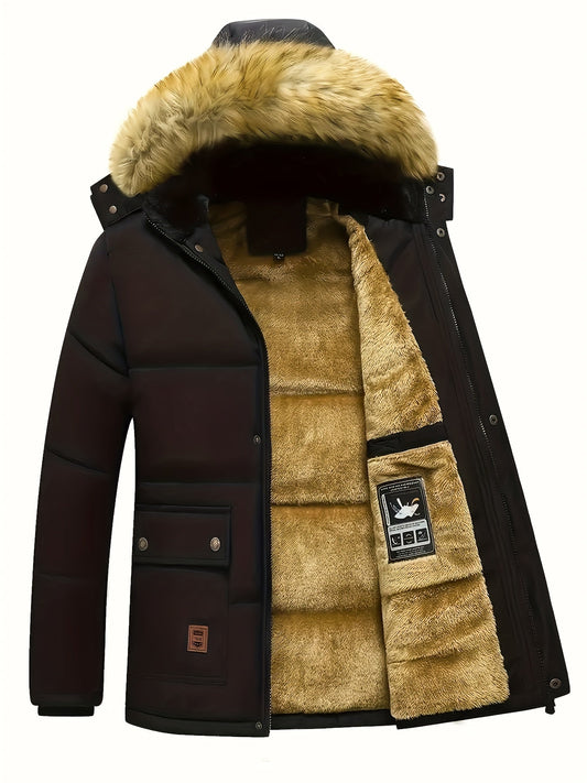 Men's Hooded Puffer Jacket for Warmth and Style for Daily Use Black