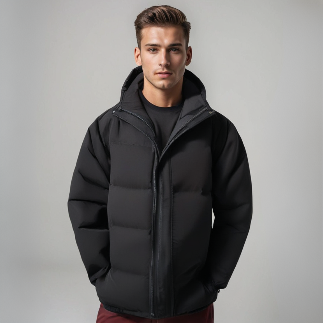 Men's Multi-Color Quilted Hooded Puffer Jacket for Fall and Winter