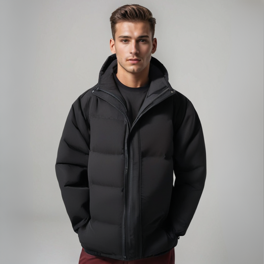 Men's Multi-Color Quilted Hooded Puffer Jacket for Fall and Winter