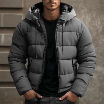 Men's Hooded Quilted Puffer Jacket for Fall and Winter Everyday Wear