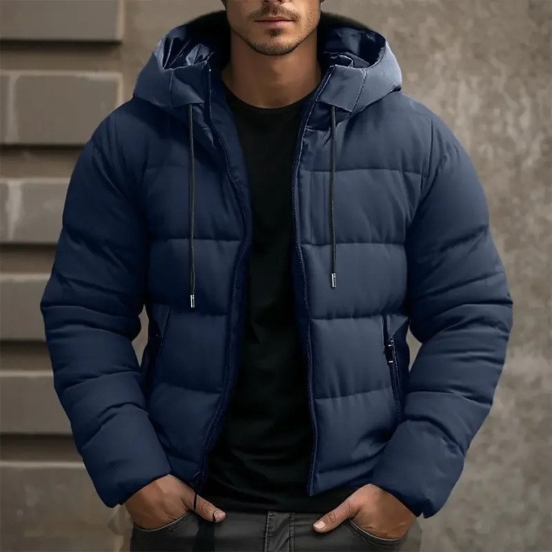 Men's Hooded Quilted Puffer Jacket for Fall and Winter Everyday Wear