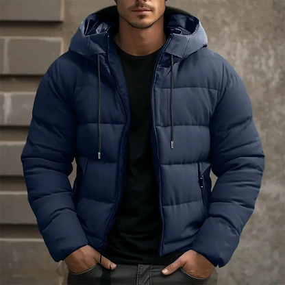 Men's Hooded Quilted Puffer Jacket for Fall and Winter Everyday Wear