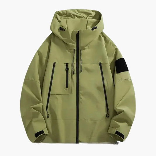 Men's Hooded Softshell Jacket with Zippered Pockets for Daily Use Green