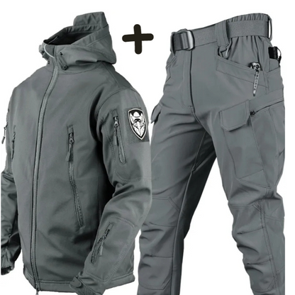 Men's Hooded Tactical Outfit for Fall and Winter Everyday Wear Gray