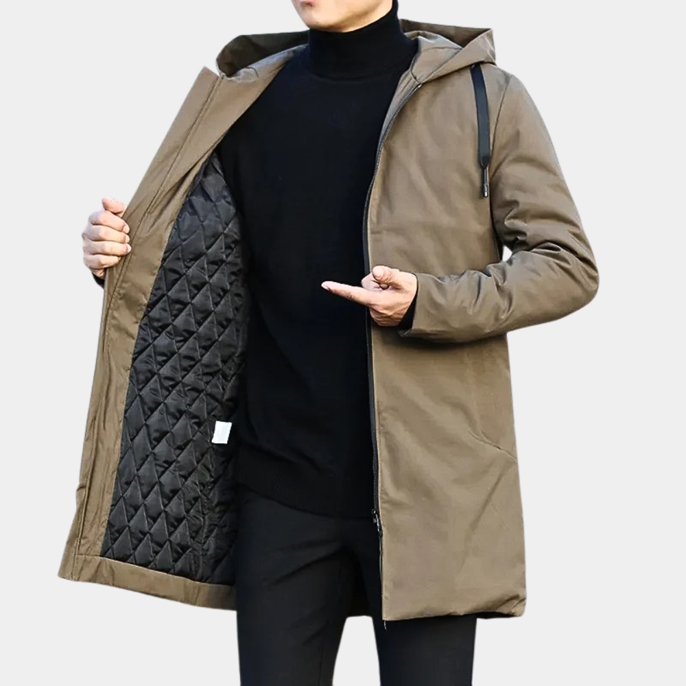 Men's Hooded Zip-Up Jacket for Fall and Winter Everyday Wear Brown