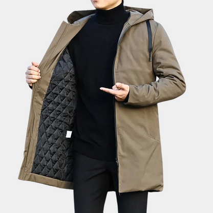 Men's Hooded Zip-Up Jacket for Fall and Winter Everyday Wear Brown
