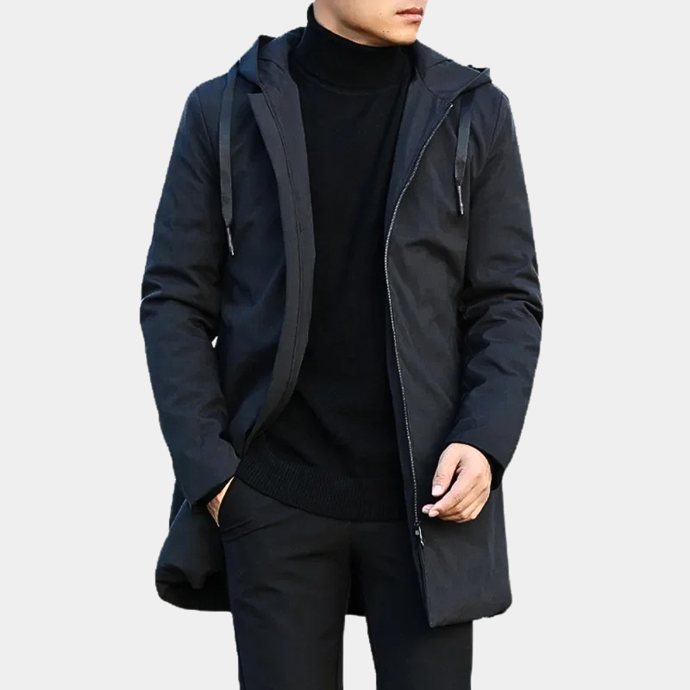 Men's Hooded Zip-Up Jacket for Fall and Winter Everyday Wear