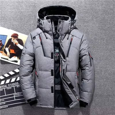 Men's Insulated Winter Parka - Waterproof, Windproof Jacket for Cold Gray