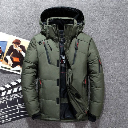 Men's Insulated Winter Parka - Waterproof, Windproof Jacket for Cold Army Green