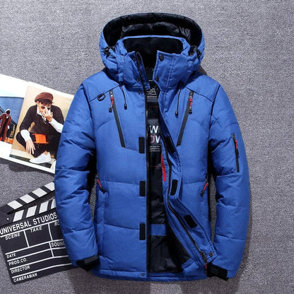 Men's Insulated Winter Parka - Waterproof, Windproof Jacket for Cold Blue