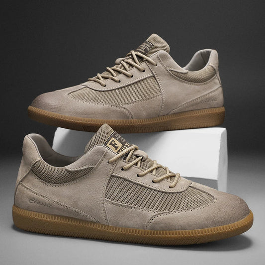 Men's Beige Lace-Up Casual Sneakers for Everyday Comfort Beige