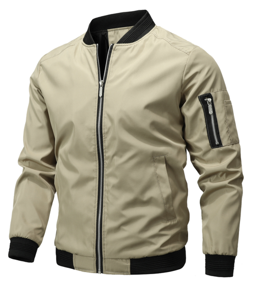 Men's Lightweight Bomber Jacket for Fall and Winter Everyday Wear Khaki