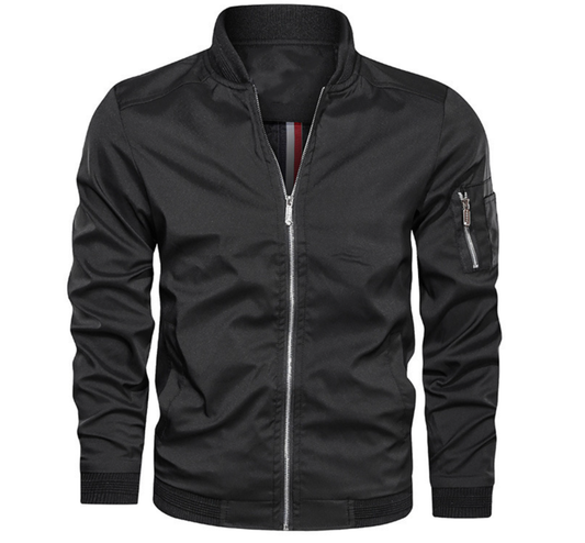Men's Lightweight Bomber Jacket for Fall and Winter Everyday Wear Black