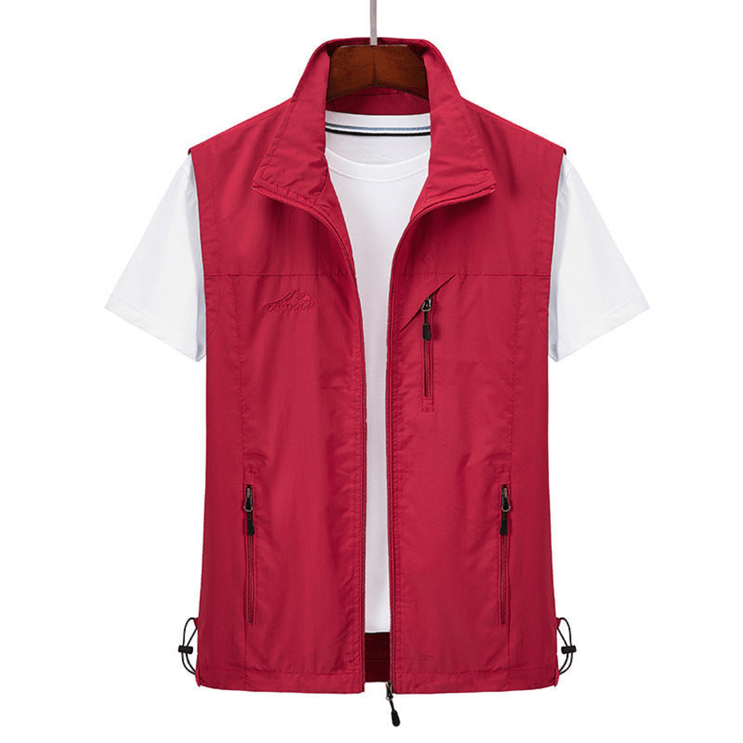 Men's Lightweight Full Zip Vest for Fall and Winter Everyday Wear Red