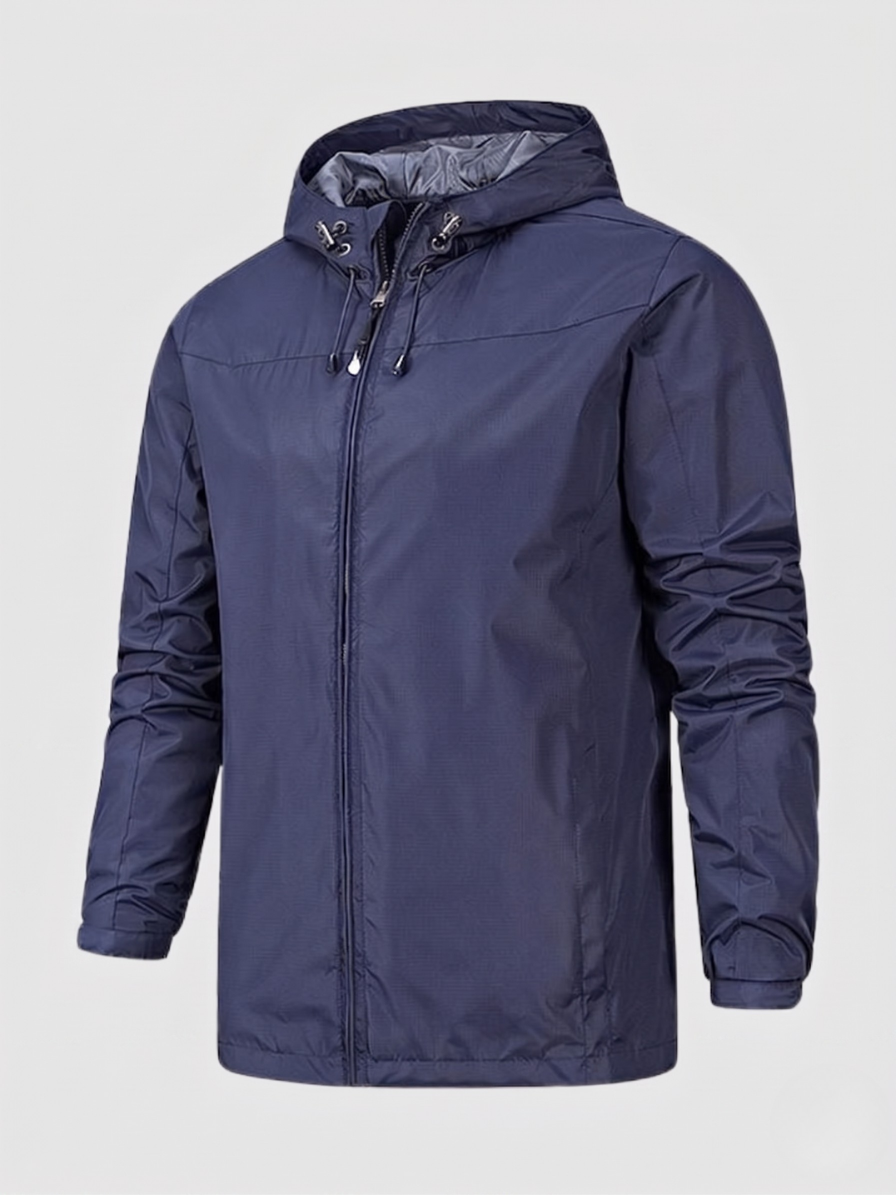 Men's Dark Blue Lightweight Hooded Jacket for Fall and Winter Dark Blue