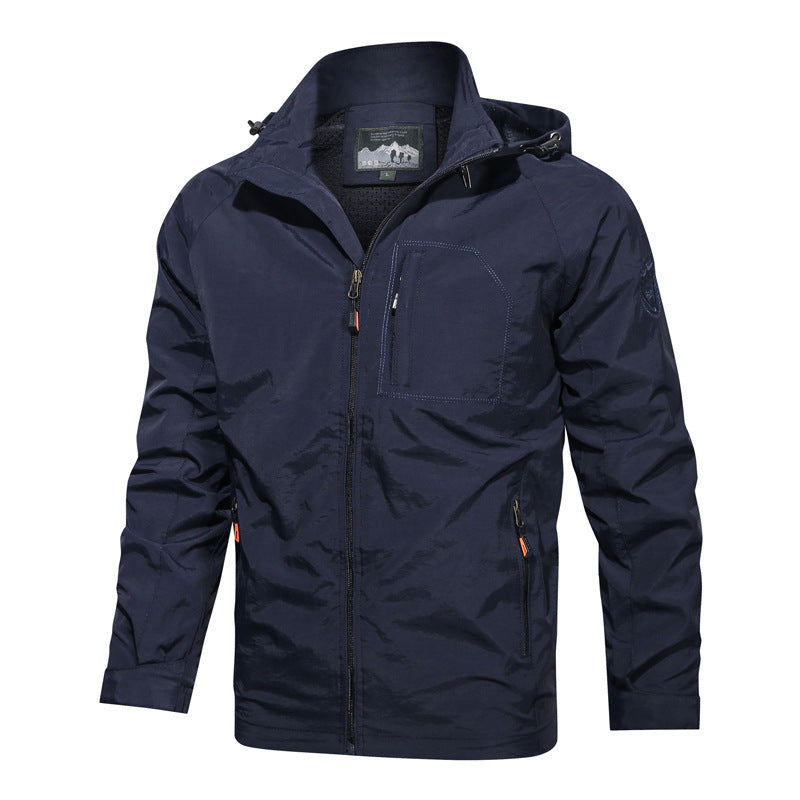 Men's Multi-Color Lightweight Hooded Jacket for Fall and Winter Navy Blue