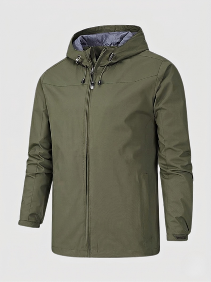 Men's Dark Blue Lightweight Hooded Jacket for Fall and Winter Green