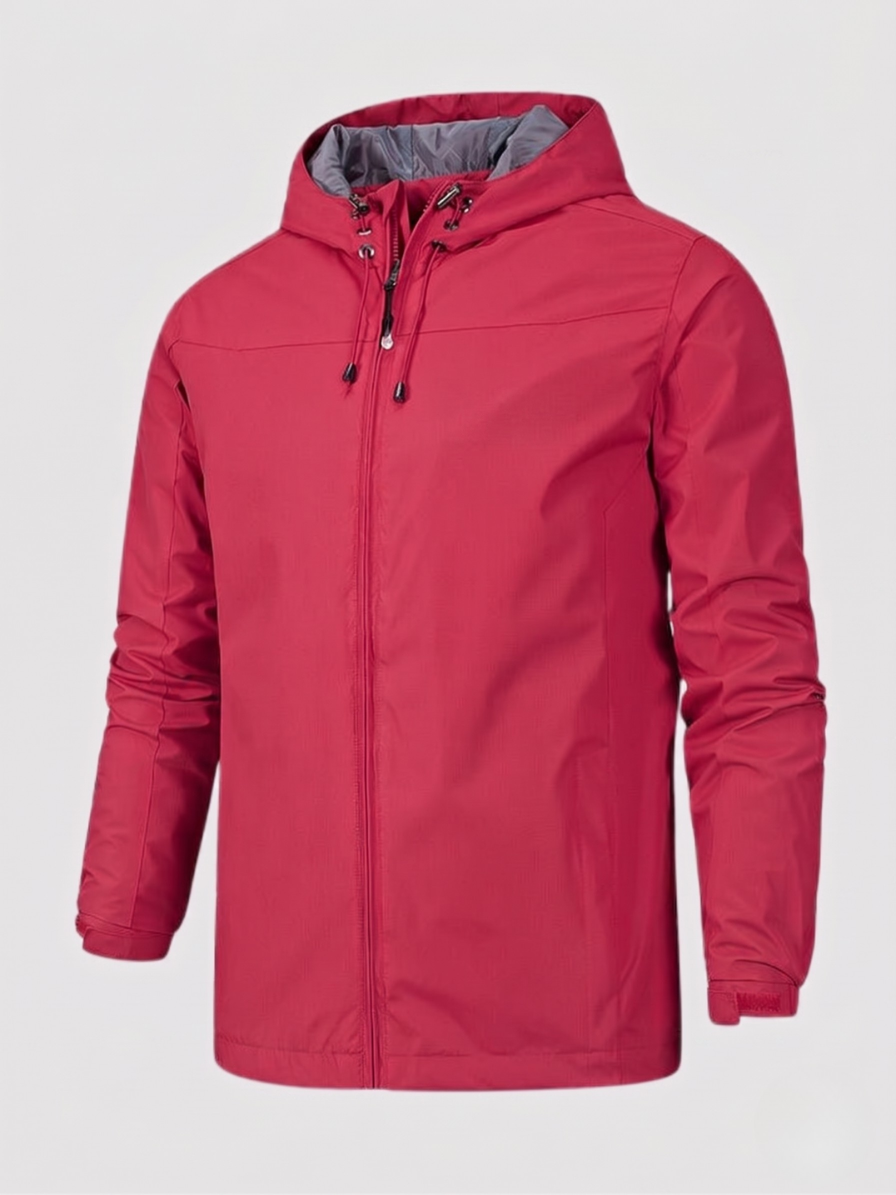 Men's Dark Blue Lightweight Hooded Jacket for Fall and Winter Red