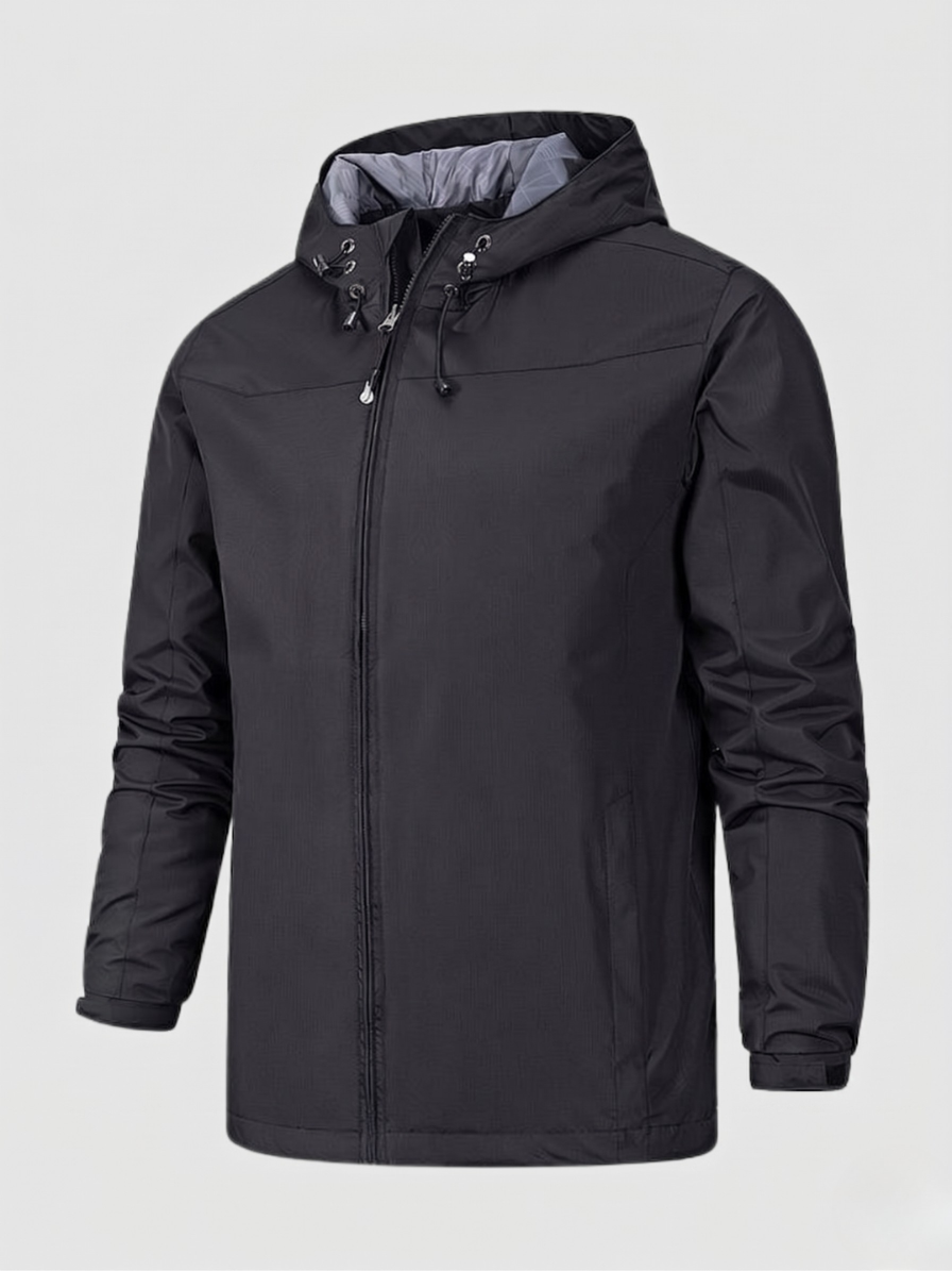 Men's Dark Blue Lightweight Hooded Jacket for Fall and Winter Black