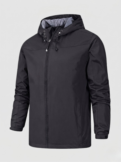 Men's Dark Blue Lightweight Hooded Jacket for Fall and Winter Black