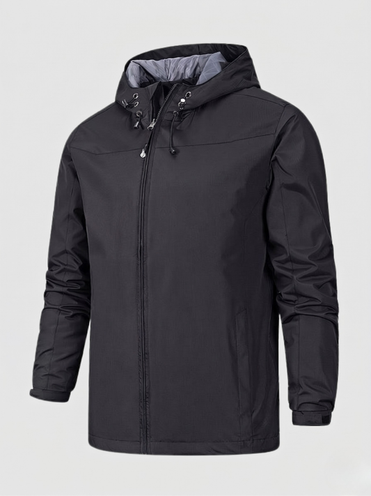 Men's Dark Blue Lightweight Hooded Jacket for Fall and Winter Black