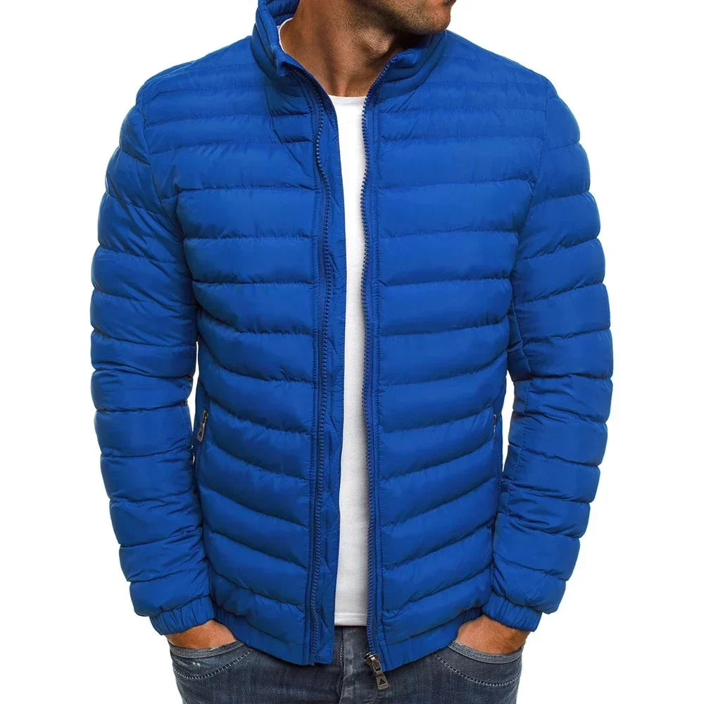Men's Lightweight Insulated Puffer Jacket with Zipper for Daily Use Dark Blue
