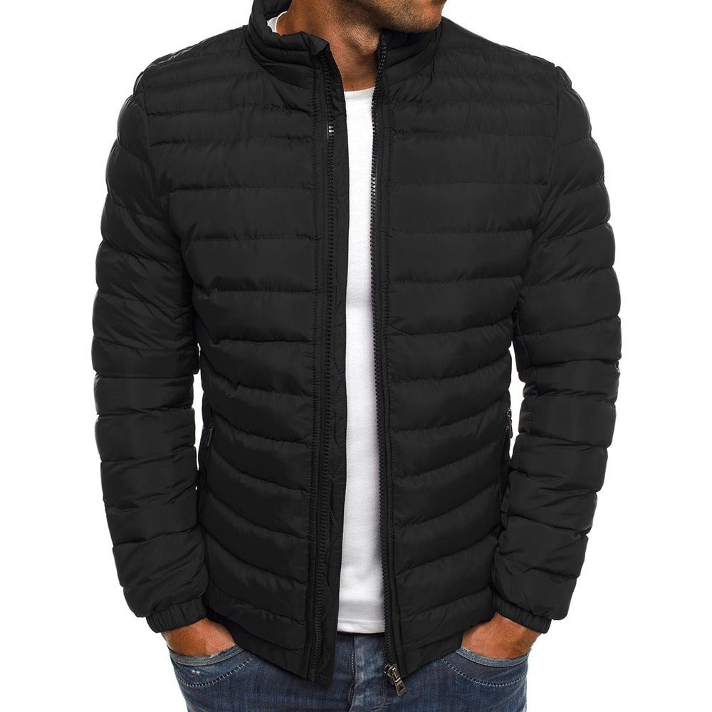 Men's Lightweight Insulated Puffer Jacket with Zipper for Daily Use Black