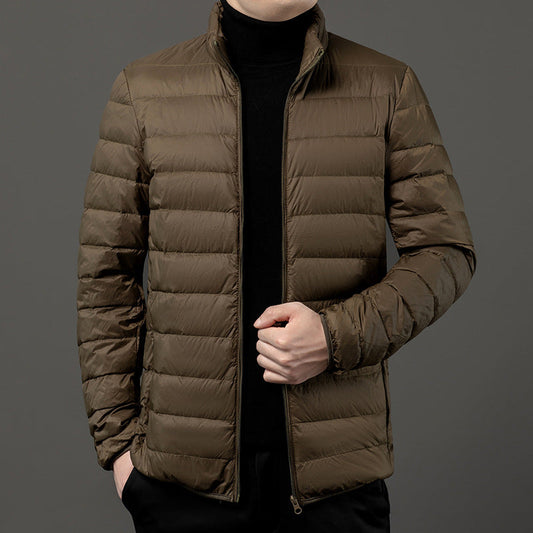 Men's Lightweight Slim-Fit Puffer Jacket for Daily Use Warm Taupe