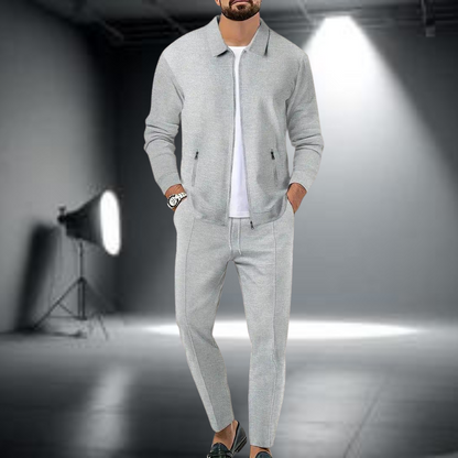 Men's Lightweight Sports Set – Trendy Zip-Up Jacket and Joggers Grey