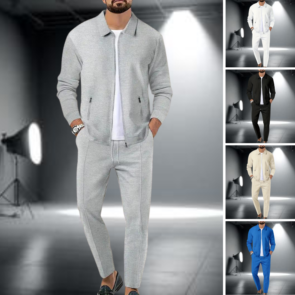 Men's Lightweight Sports Set – Trendy Zip-Up Jacket and Joggers