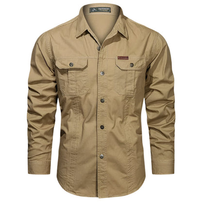 Men's Multi-Color Long Sleeve Button-Down Dress Shirt for Daily Use Khaki