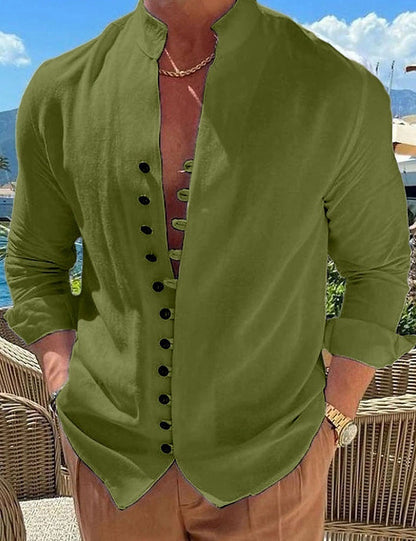 Men's Pink Long Sleeve Casual Button-Down Shirt for Everyday Wear
