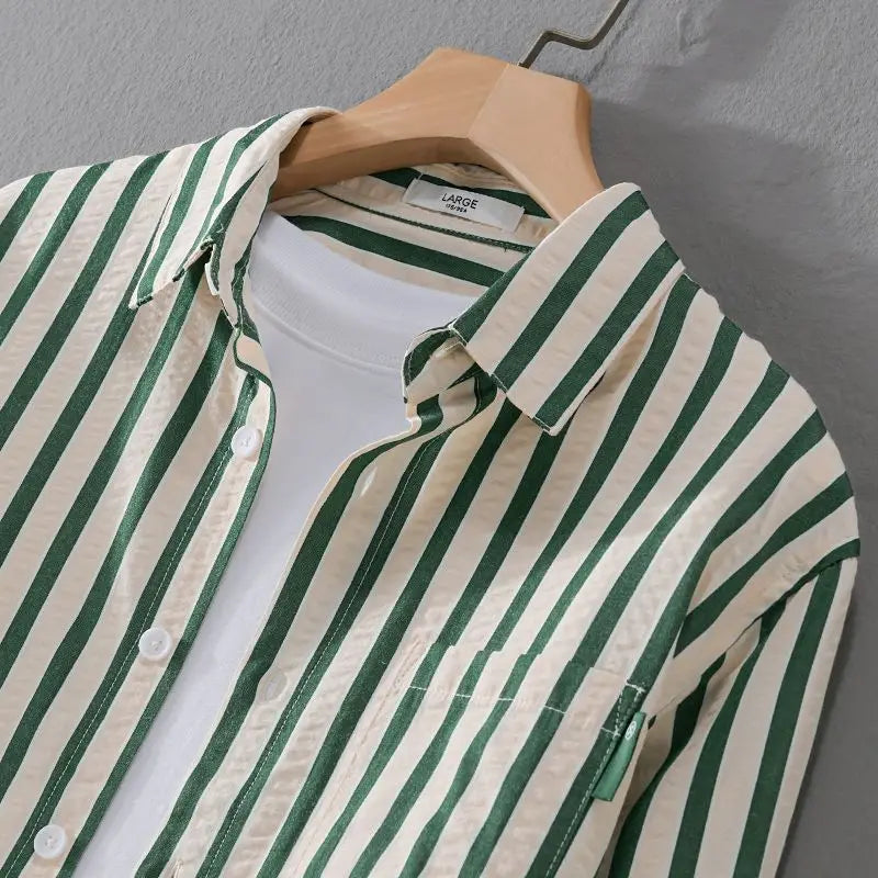 Men's Multi-Color Long Sleeve Striped Casual Shirt for Daily Use Warm