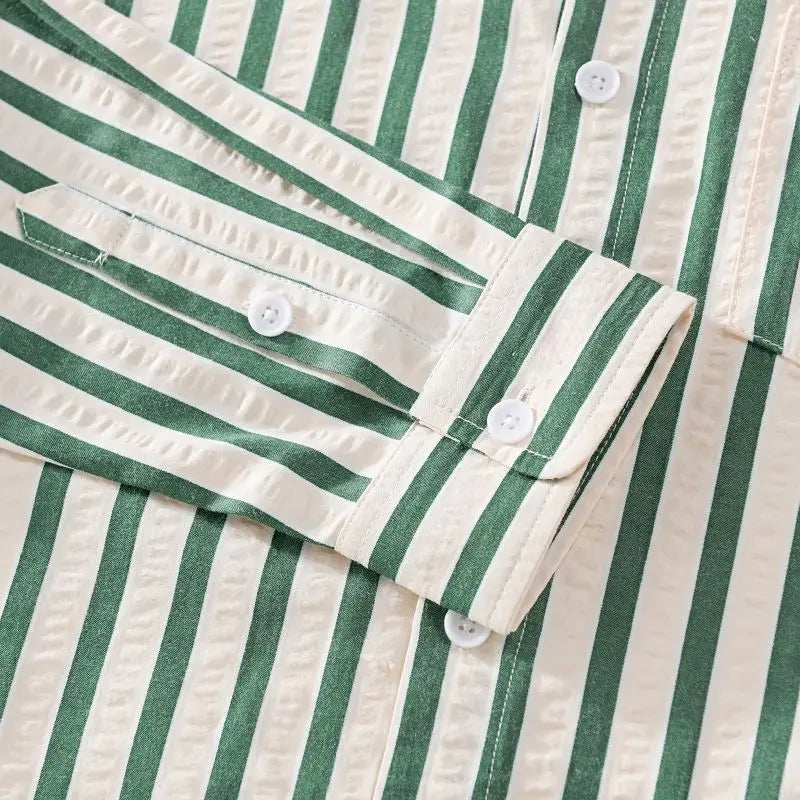 Men's Multi-Color Long Sleeve Striped Casual Shirt for Daily Use Warm