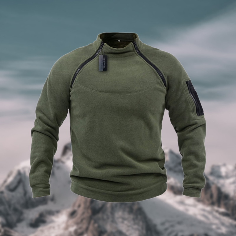 Men's Mock Neck Quarter Zip Sweater for Fall and Winter Everyday Wear Military Green
