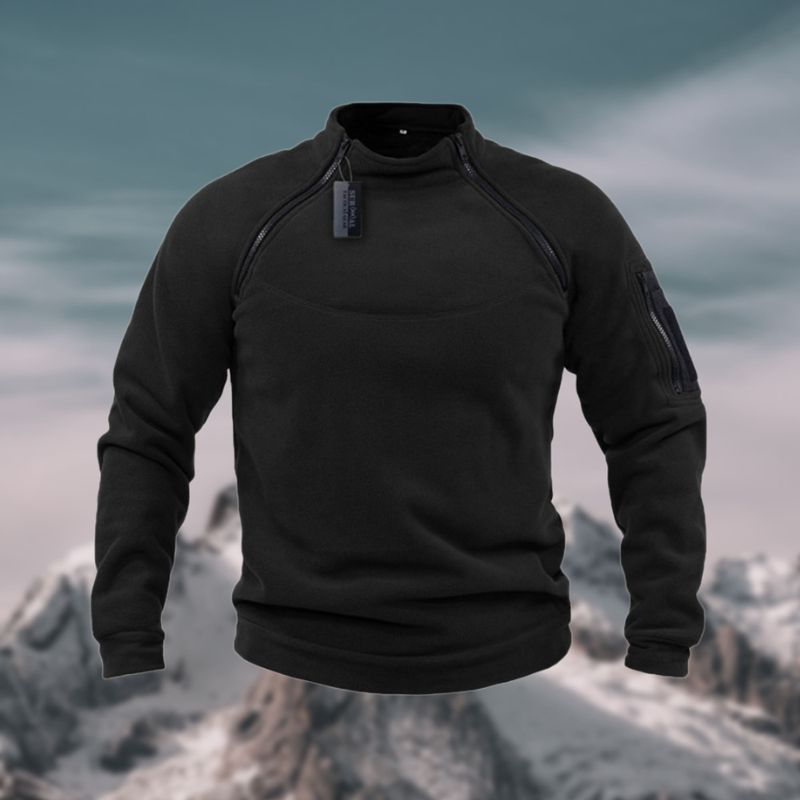 Men's Mock Neck Quarter Zip Sweater for Fall and Winter Everyday Wear Black