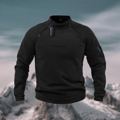 Men's Mock Neck Quarter Zip Sweater for Fall and Winter Everyday Wear Black