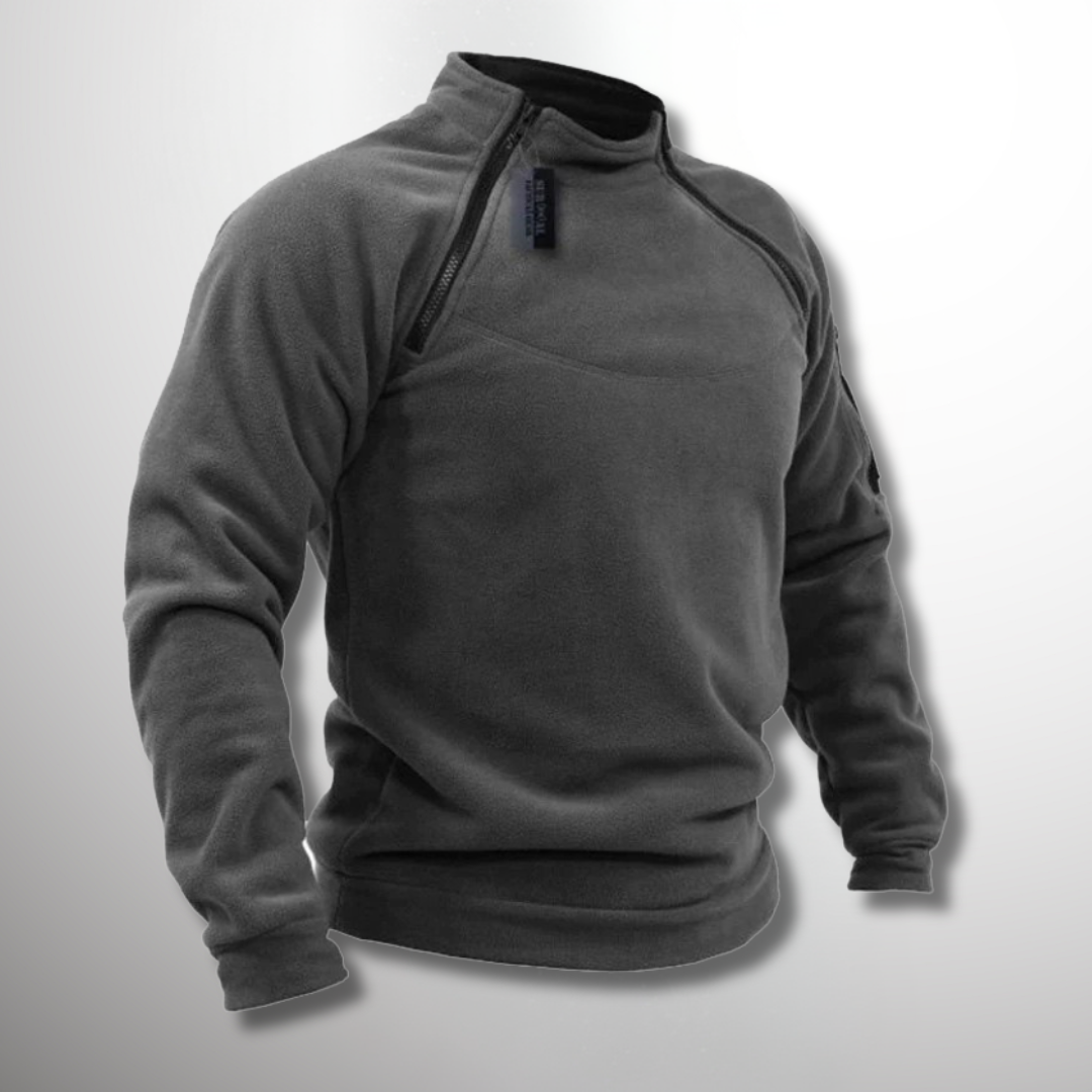 Men's Mock Neck Quarter Zip Sweater for Fall and Winter Everyday Wear Dark Grey