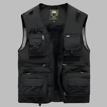 Men's Multi-Pocket Outdoor Adventure Vest - Functional & Durable Black
