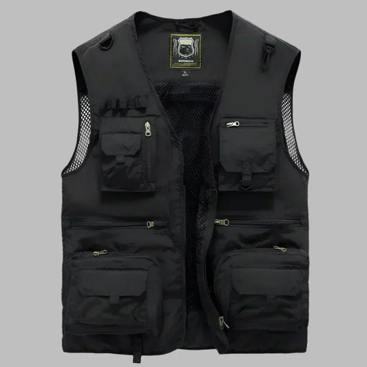 Men's Multi-Pocket Outdoor Adventure Vest - Functional & Durable Black