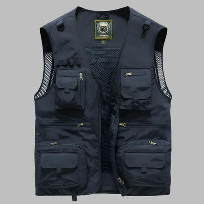 Men's Multi-Pocket Outdoor Adventure Vest - Functional & Durable Dark Blue