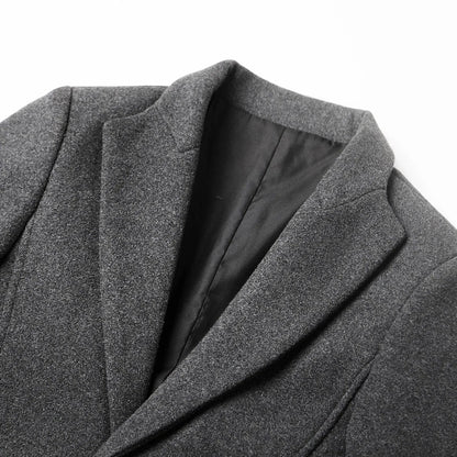 Men's Notched Lapel Mid-Length Overcoat for Daily Use Warm