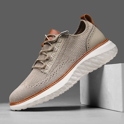 Men's Multi-Color Knit Orthopedic Lace-Up Sneakers for Everyday Wear Khaki