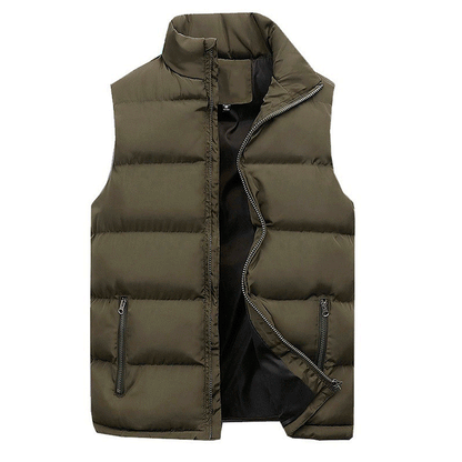 Men's Padded Quilted Puffer Vest for Fall and Winter Everyday Wear Army Green