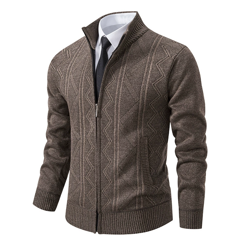 Men's Padded Zip-Up Jacket for Fall and Winter Everyday Wear Coffee