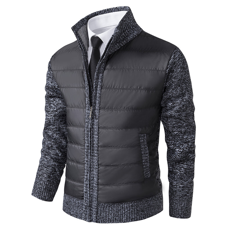 Men's Padded Zip-Up Jacket for Fall and Winter Everyday Wear Dark Gray