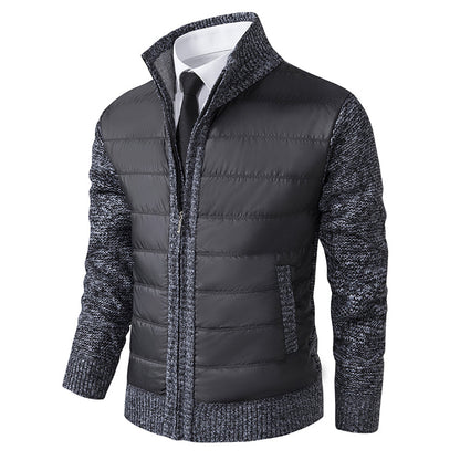 Men's Padded Zip-Up Jacket for Fall and Winter Everyday Wear Dark Gray