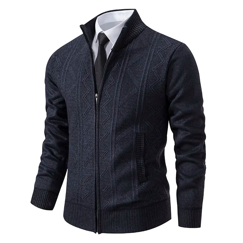 Men's Padded Zip-Up Jacket for Fall and Winter Everyday Wear Black